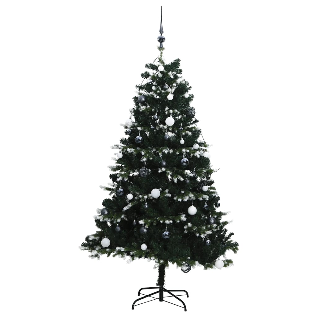 vidaXL Albero Natale Incernierato con 300 LED e Palline 210 cm
