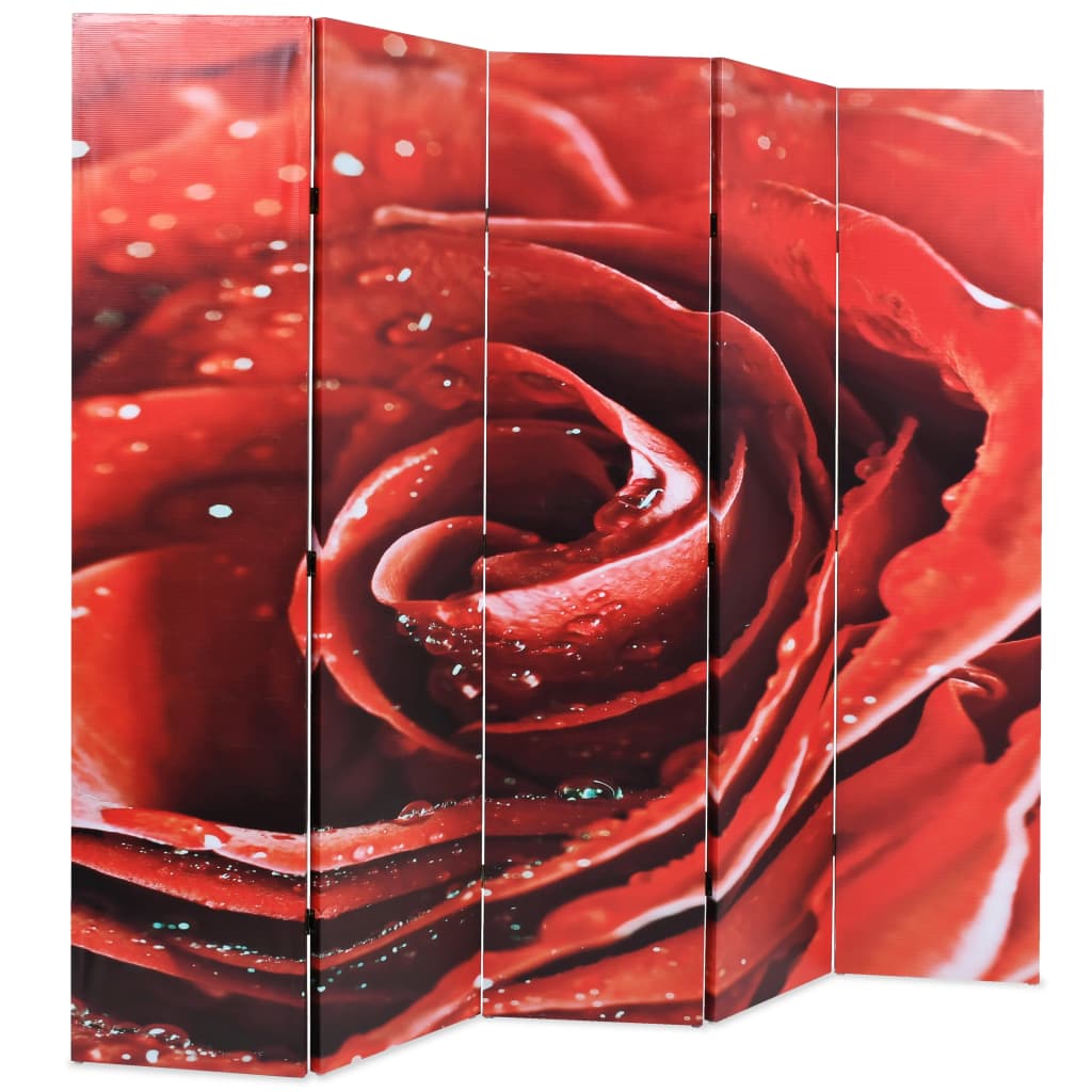 vidaXL Paravento Pieghevole 200x170 cm Stampa Rosa Rossa