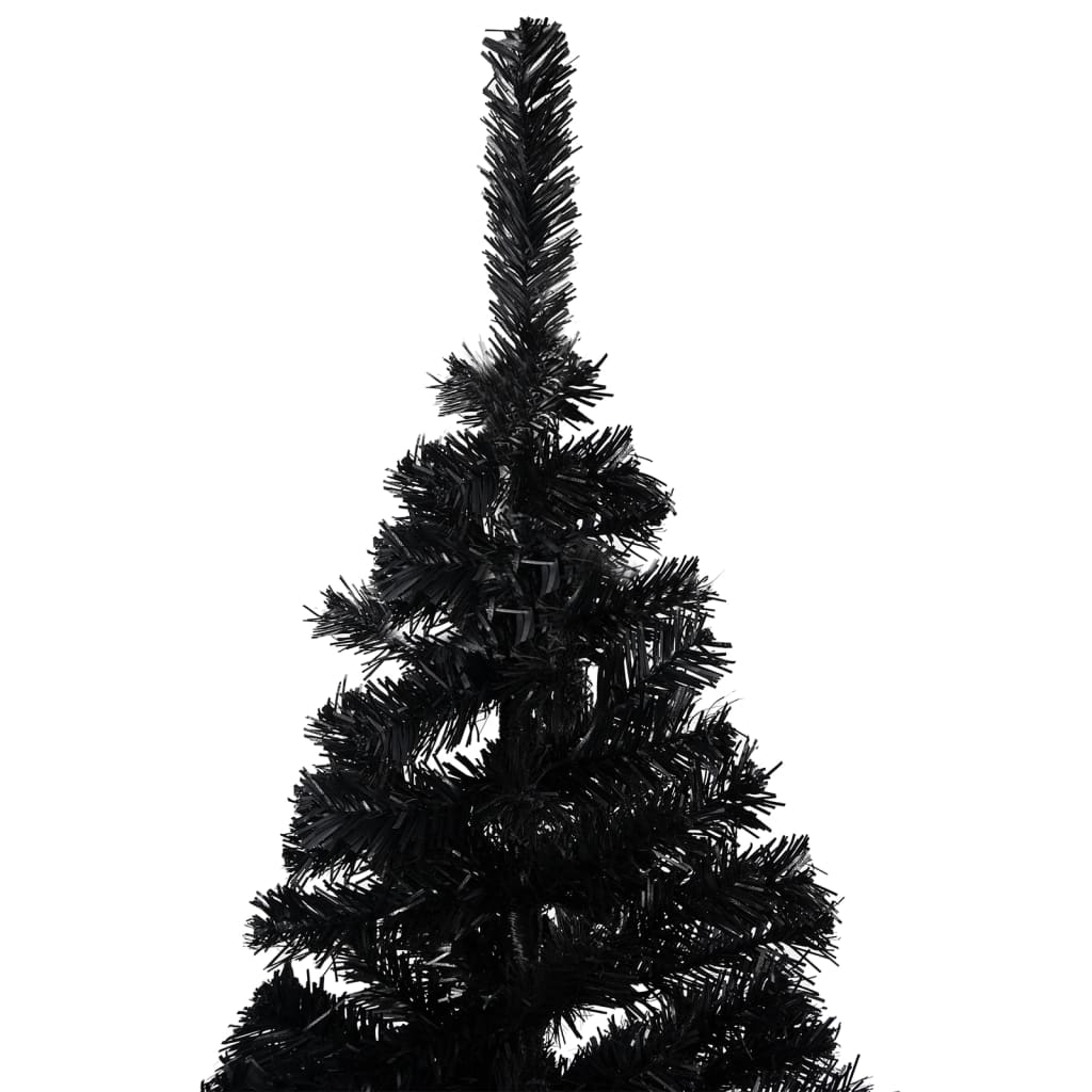 vidaXL Albero di Natale Preilluminato con Palline Nero 210 cm PVC