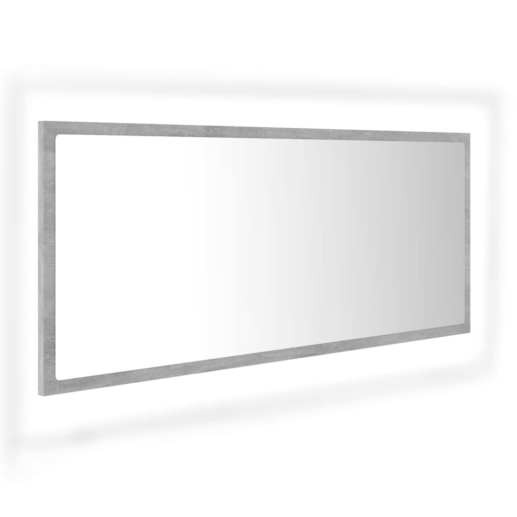 vidaXL Specchio da Bagno LED Grigio Cemento 100x8,5x37cm in Truciolato
