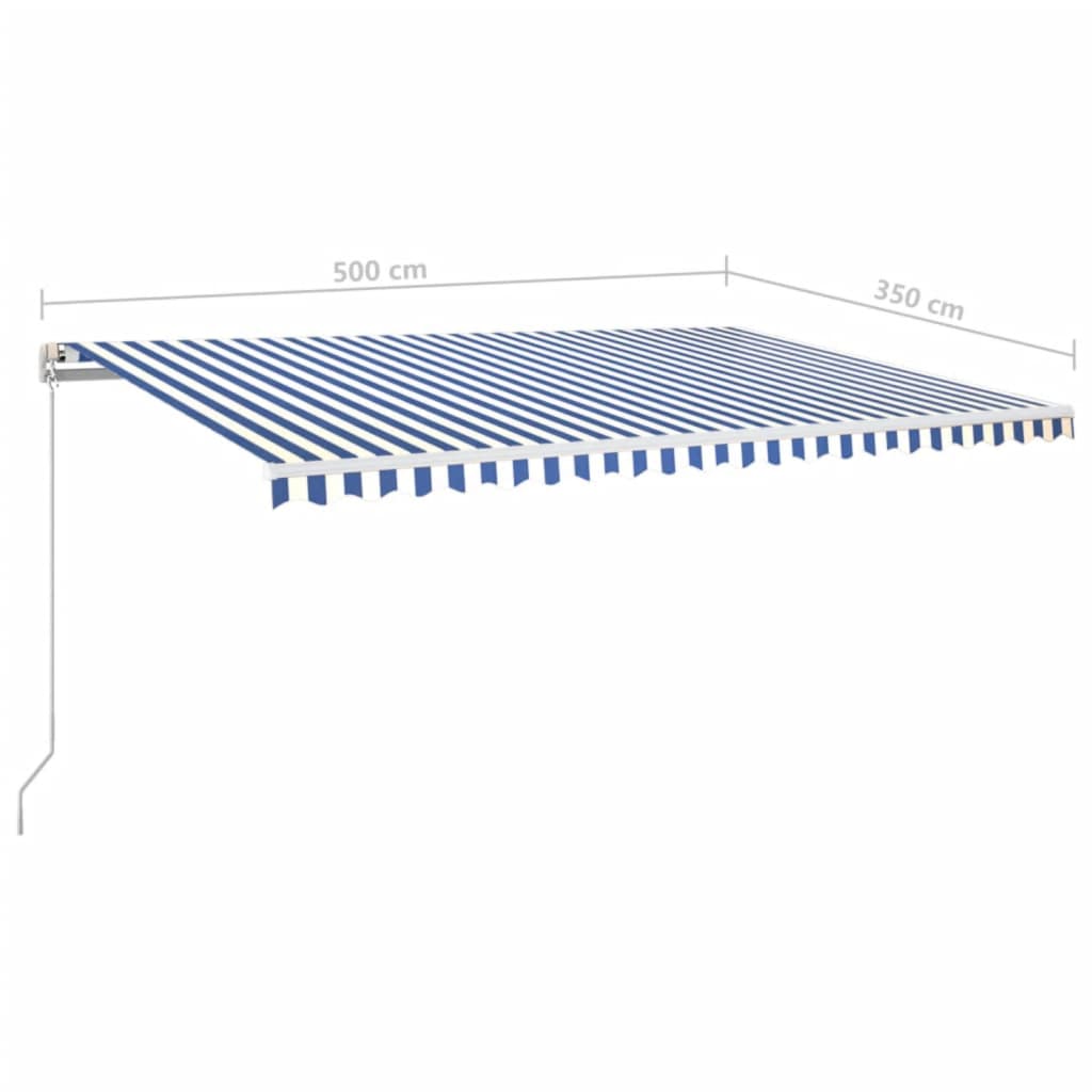 vidaXL Tenda da Sole Retrattile Manuale 500x350 cm Blu e Bianca