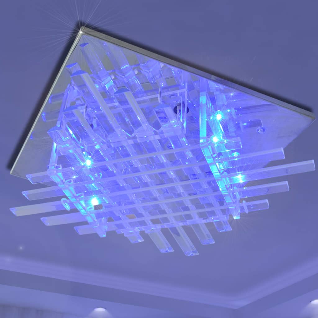 Lampada da Soffitto RGB a LED Quadrata con Strisce di Vetro