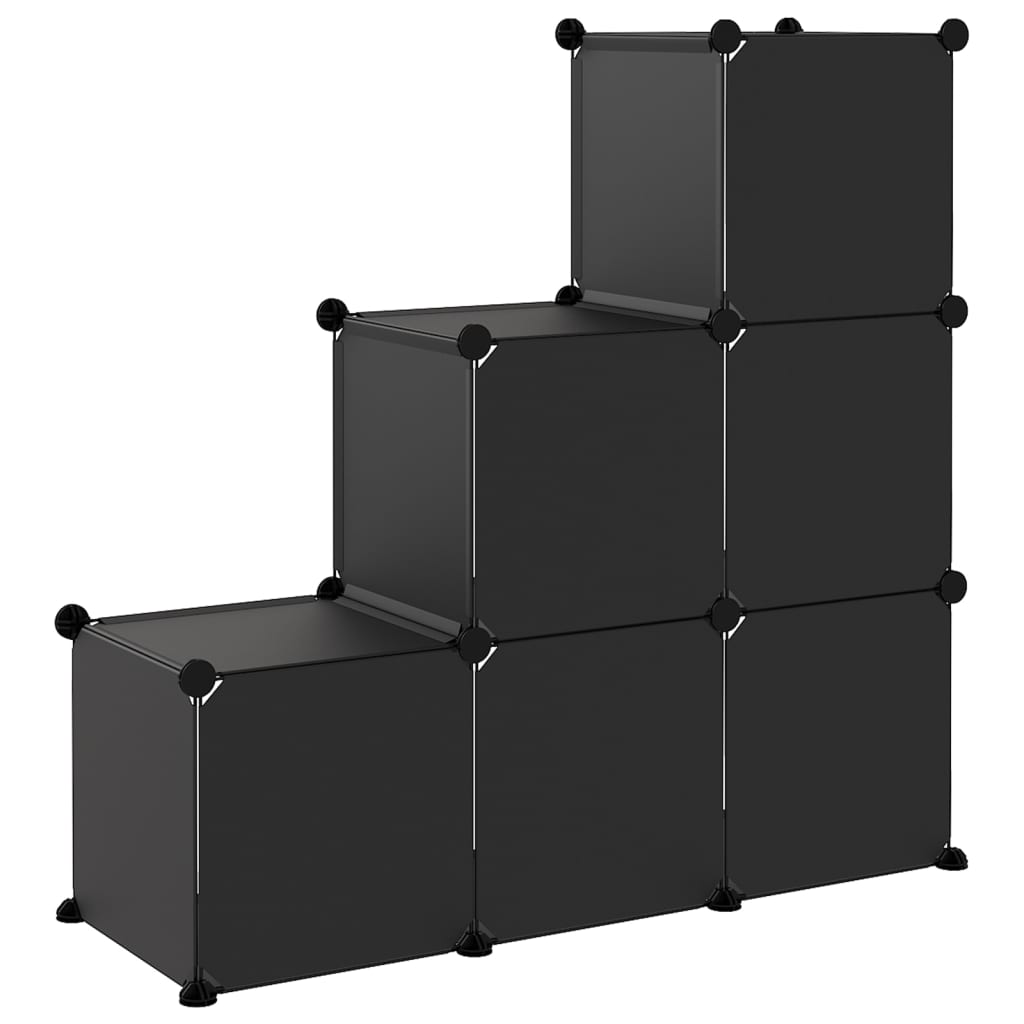vidaXL Organizzatore Portaoggetti con 6 Cubi Nero in PP