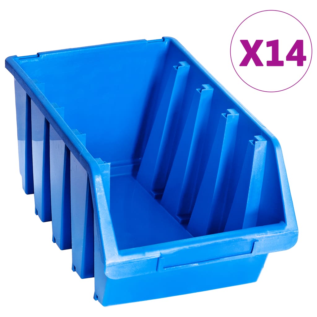 vidaXL Contenitori Impilabili 14 pz Blu in Plastica