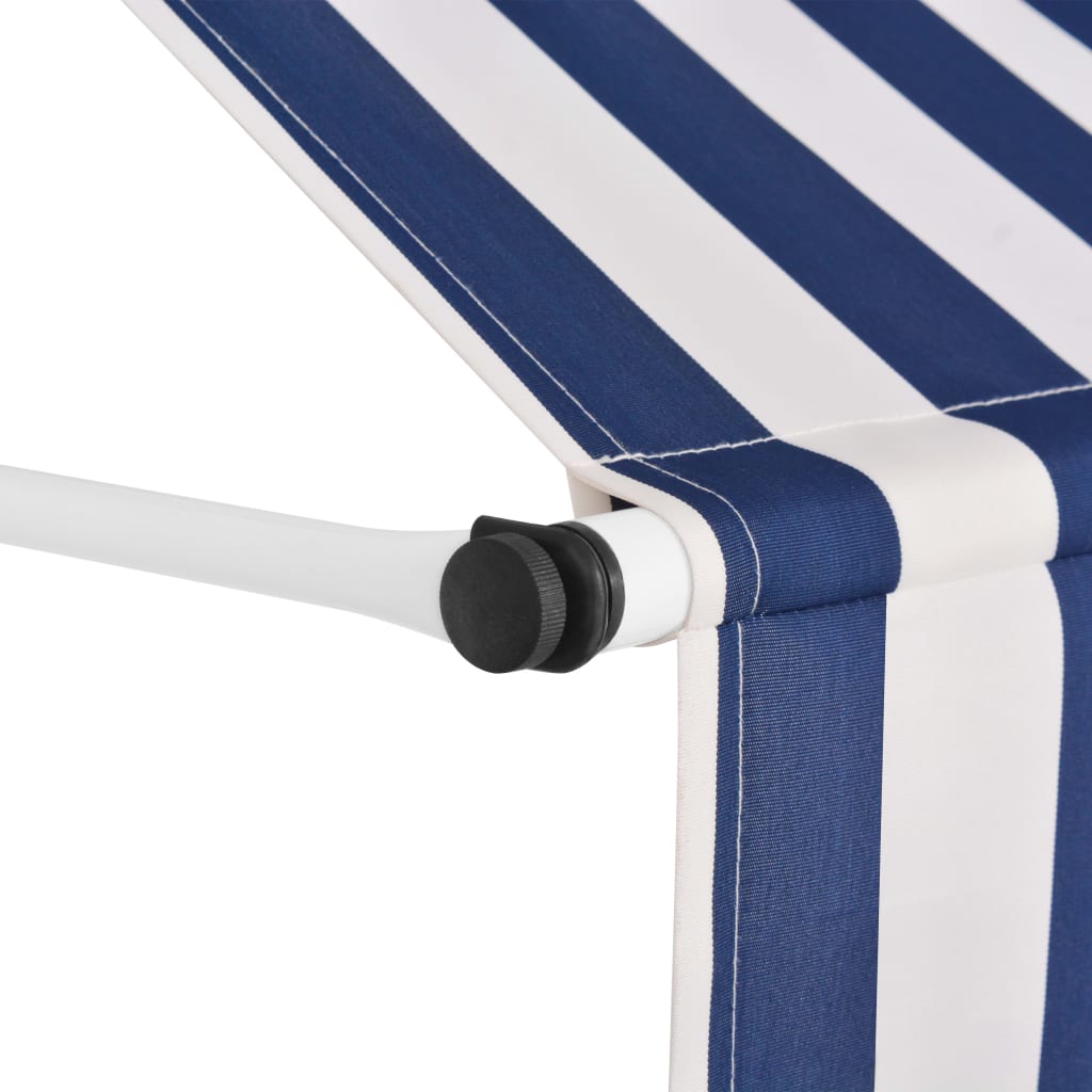 vidaXL Tenda da Sole Retrattile Manuale 400 cm a Strisce Blu e Bianche