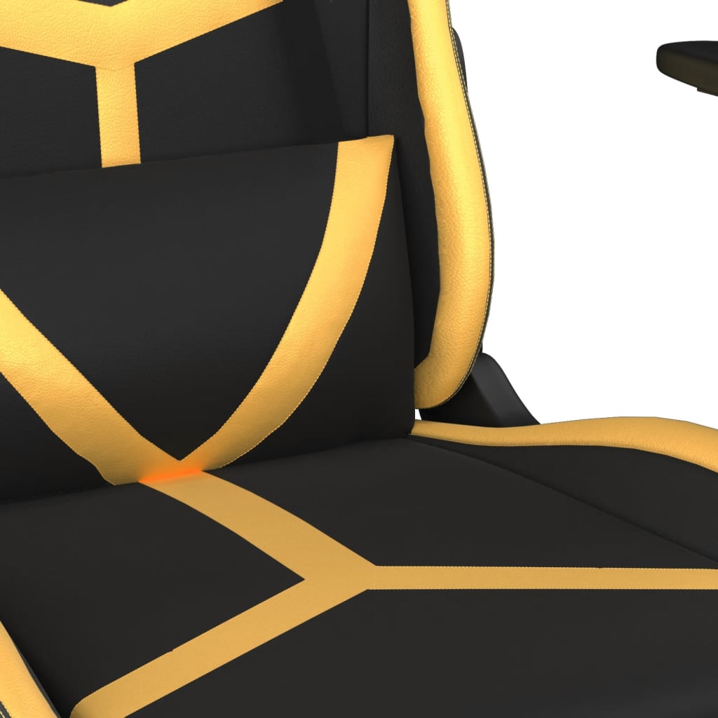 vidaXL Sedia da Gaming Massaggiante Nero e Oro in Similpelle