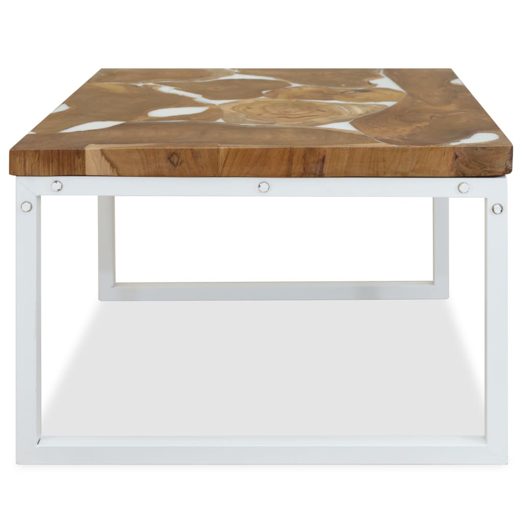 vidaXL Tavolino da Salotto in Legno di Teak e Resina 60x60x40 cm