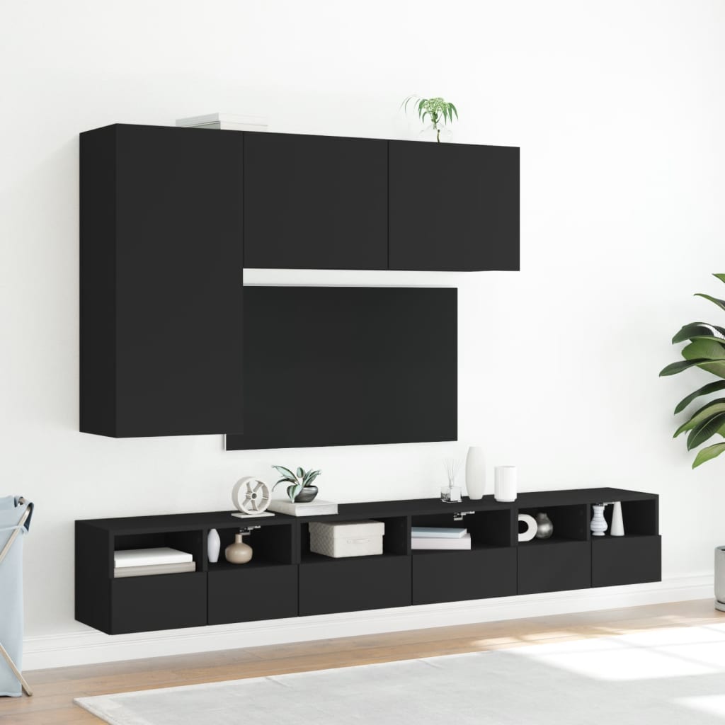 vidaXL Mobile TV a Parete Nero 60x30x30 cm in Legno Multistrato