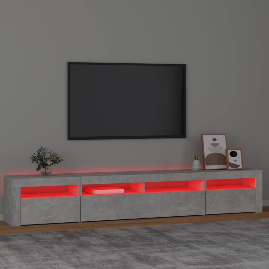 vidaXL Mobile Porta TV con Luci LED Grigio Cemento 240x35x40 cm