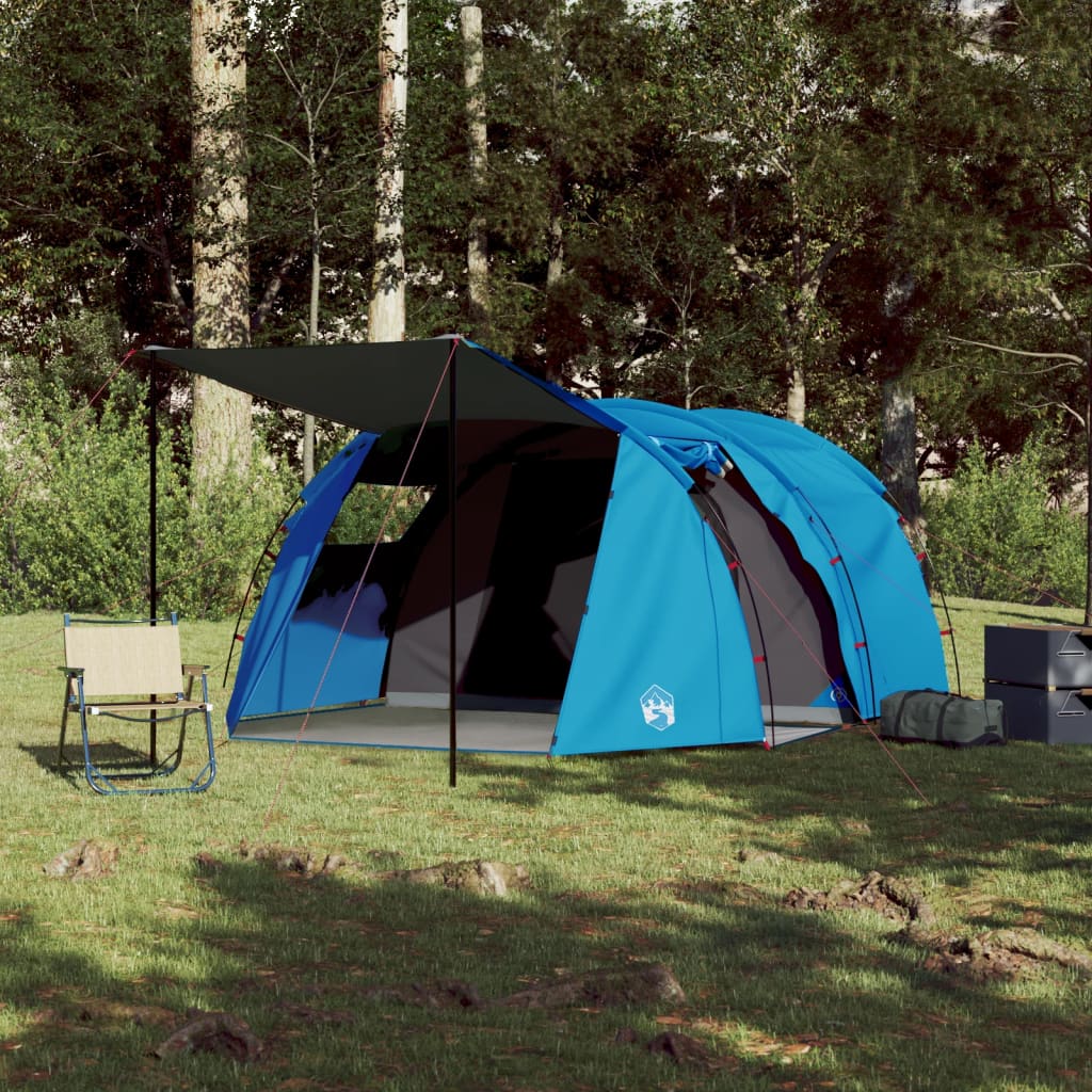 vidaXL Tenda da Campeggio per 4 Persone Blu Impermeabile