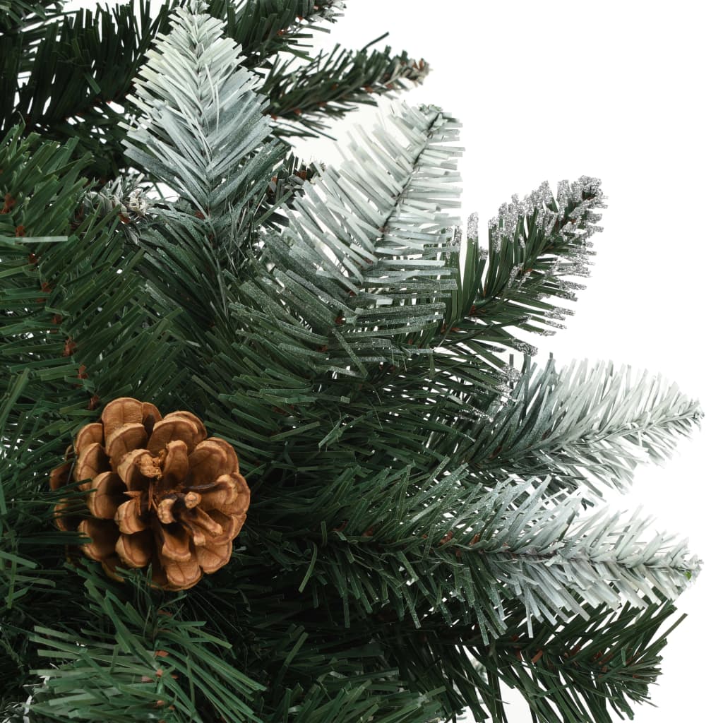 vidaXL Albero di Natale Artificiale Pigne e Brillantini Bianchi 180 cm