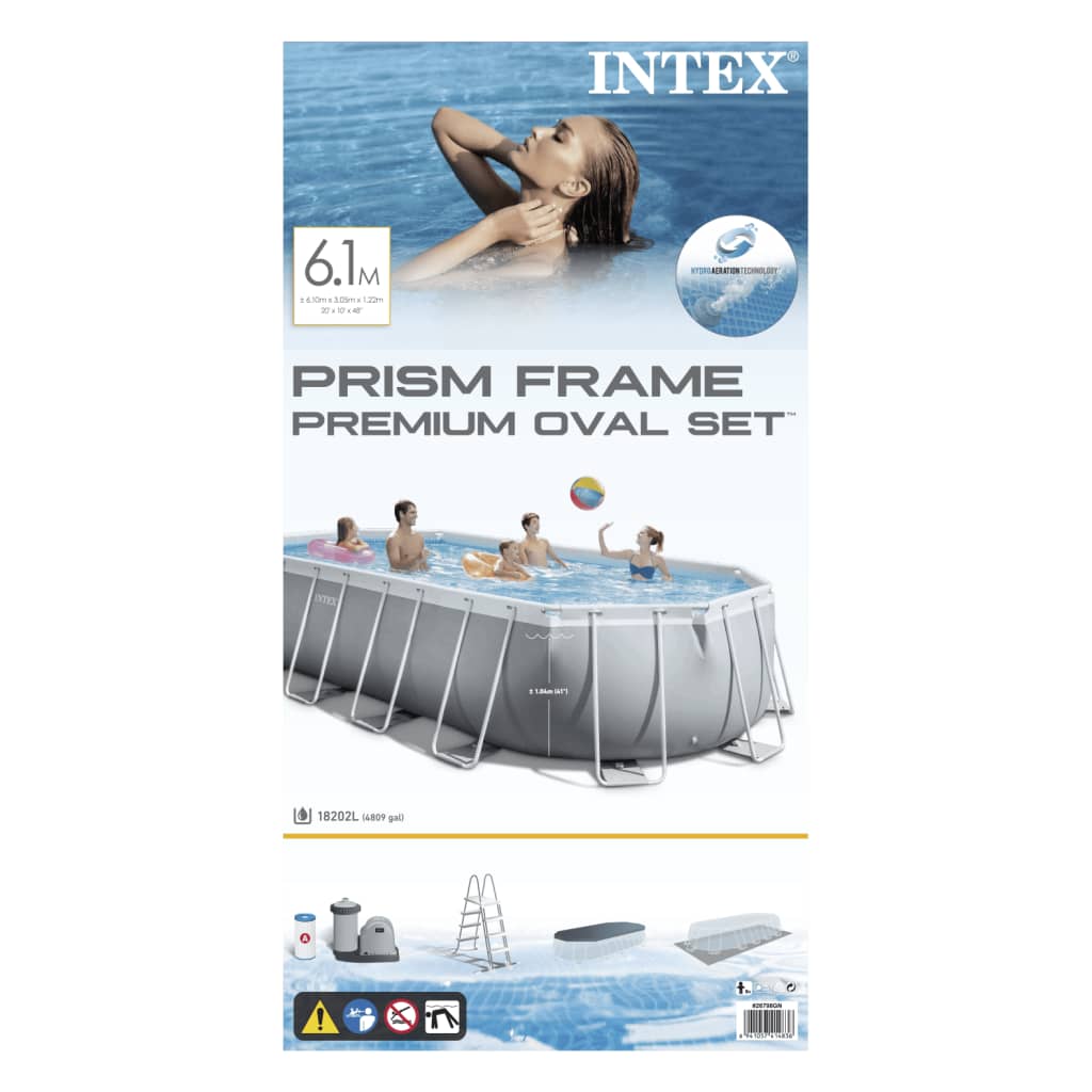 Intex Set Piscina Ovale Prism Frame 610x305x122 cm