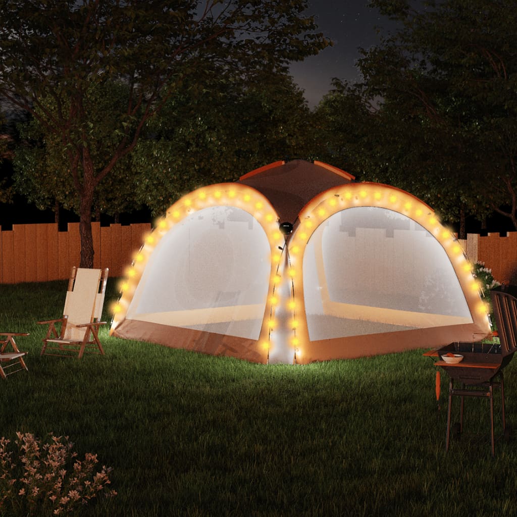 vidaXL Tenda Feste con LED e 4 Pareti 3,6x3,6x2,3 m Grigio e Arancione
