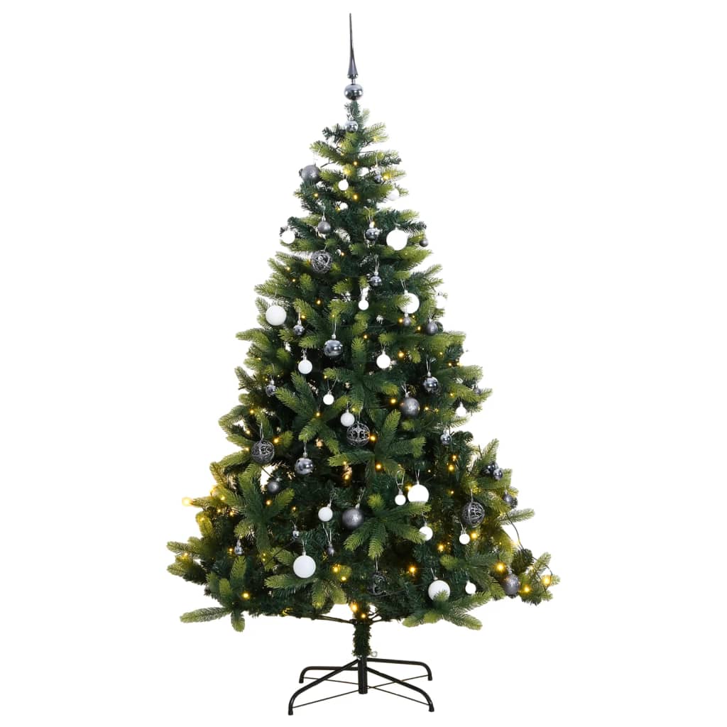 vidaXL Albero Natale Incernierato con 150 LED e Palline 150 cm