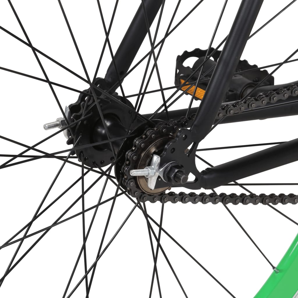 vidaXL Bicicletta a Scatto Fisso Nera e Verde 700c 55 cm