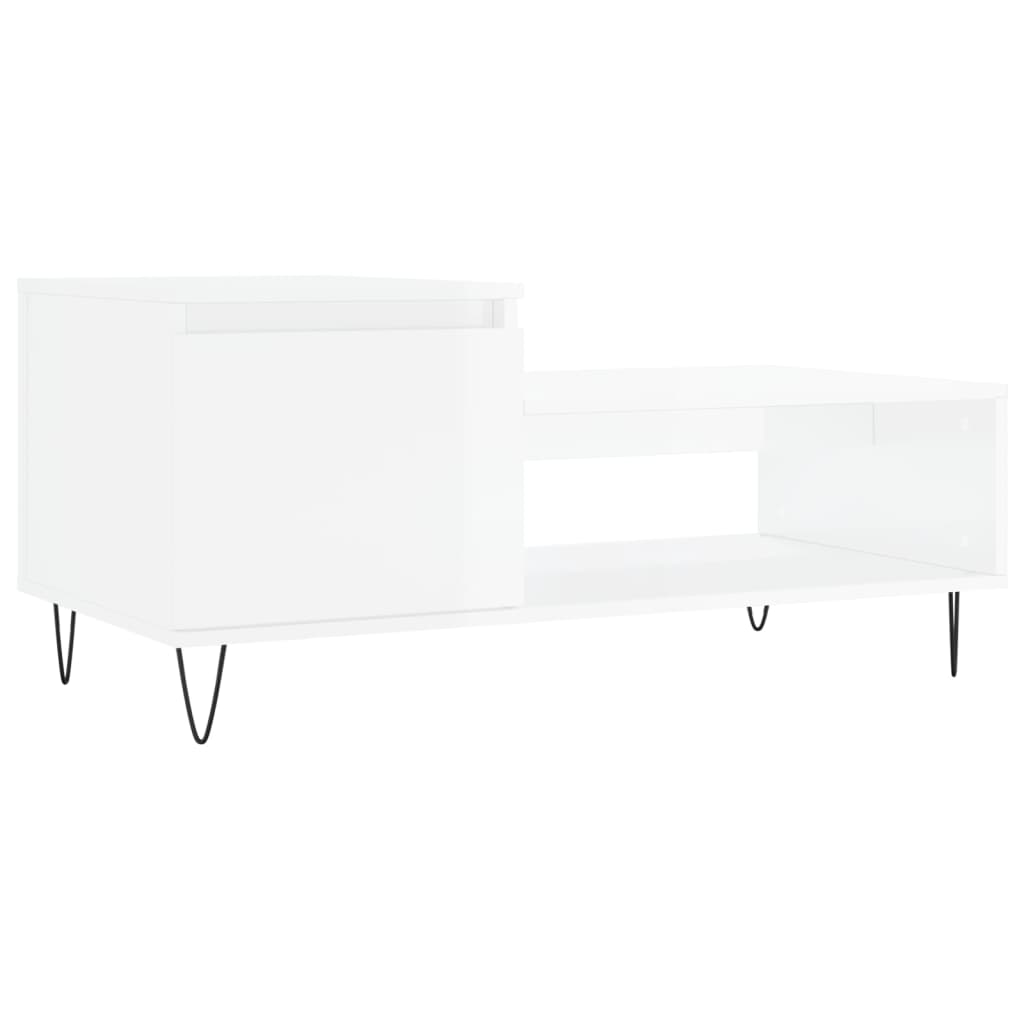 vidaXL Tavolino da Salotto Bianco Lucido 100x50x45cm Legno Multistrato