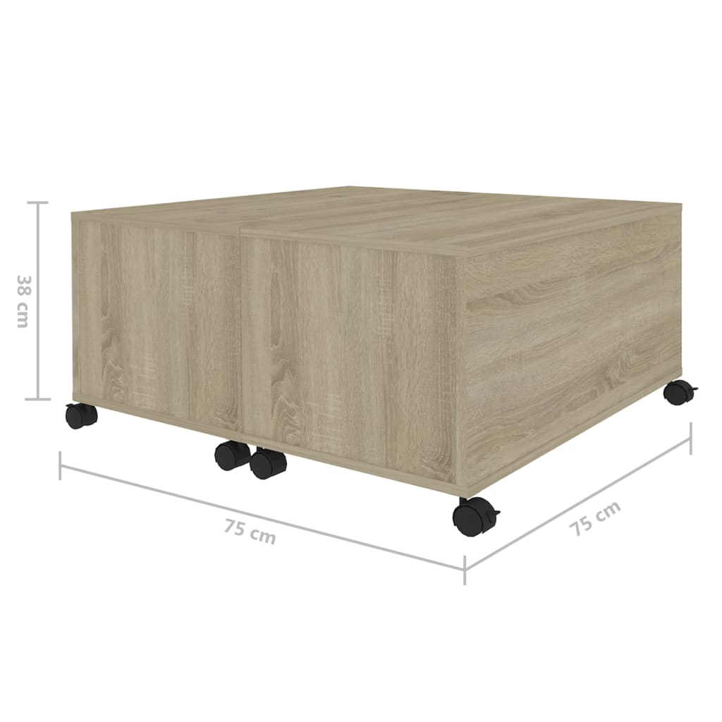 vidaXL Tavolino da Salotto Rovere Sonoma 75x75x38 cm Legno Multistrato