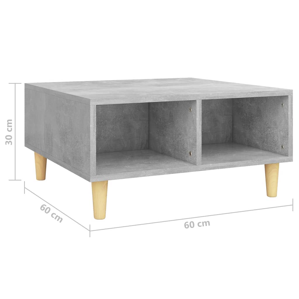 vidaXL Tavolino da Salotto Grigio Cemento 60x60x30cm Legno Multistrato