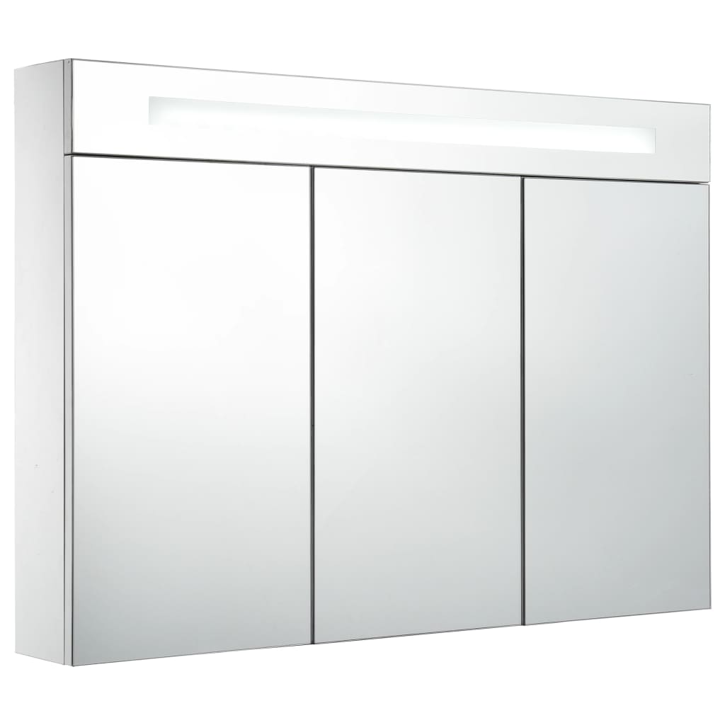 VidaXL Armadietto Da Bagno Con Specchio E LED – 80x12,2x68 Cm, Antracite, 3 Ripiani, Luci LED Con Pulsante
