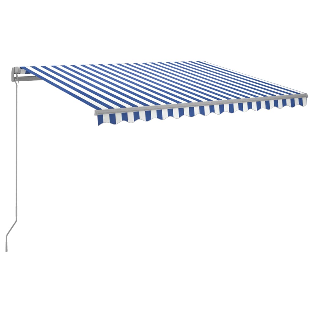 vidaXL Tenda da Sole Retrattile Manuale con LED 300x250cm Blu e Bianco