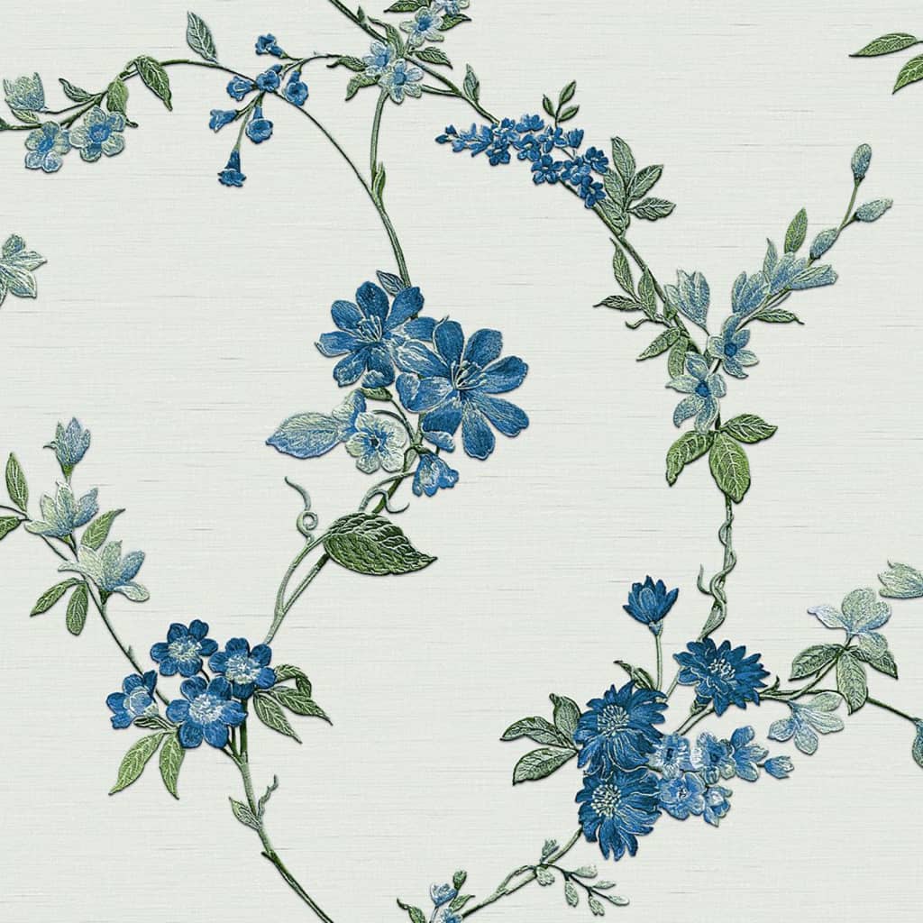 DUTCH WALLCOVERINGS Carta da Parati Flower Azzurro