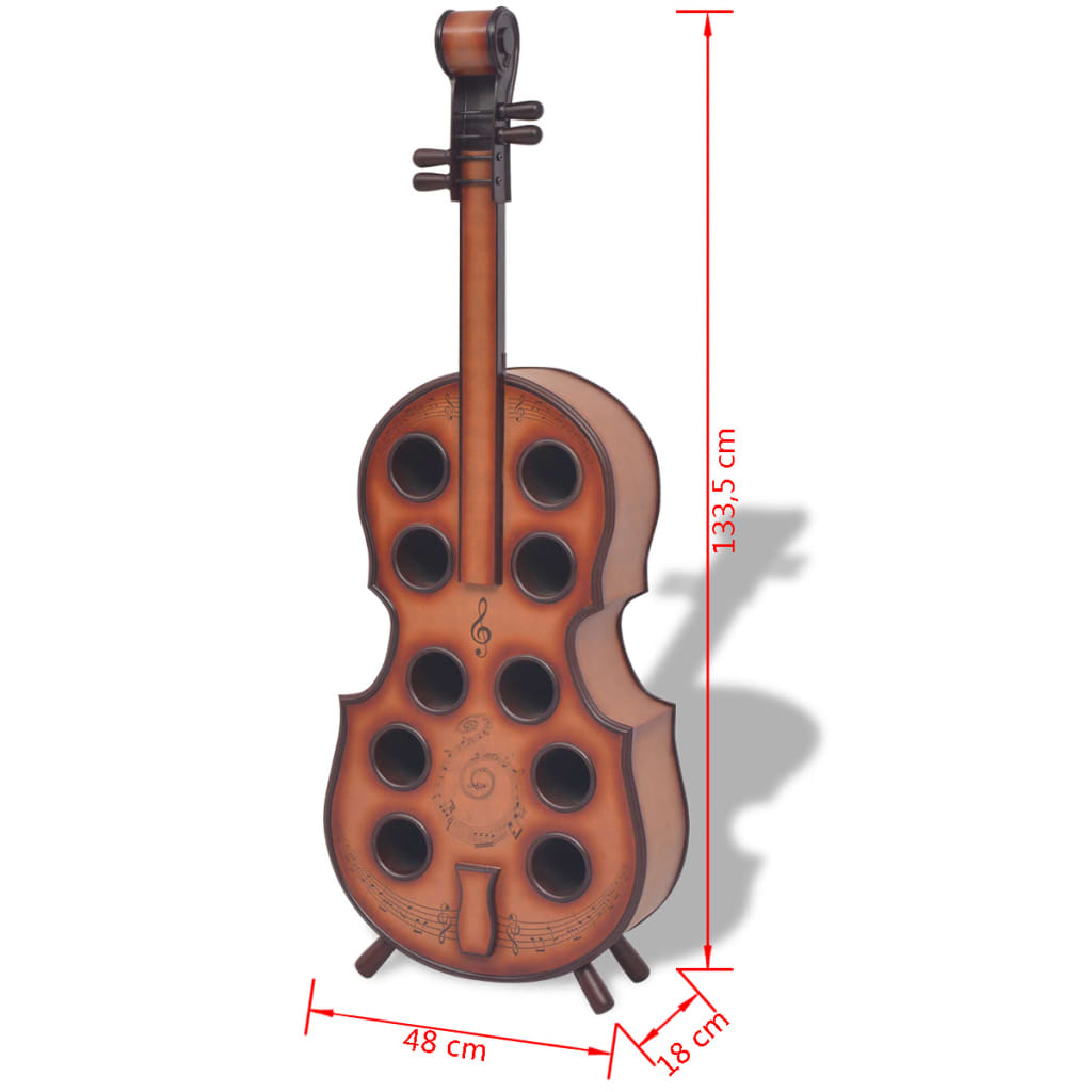 vidaXL Portavini a Forma di Violino 10 Bottiglie Marrone