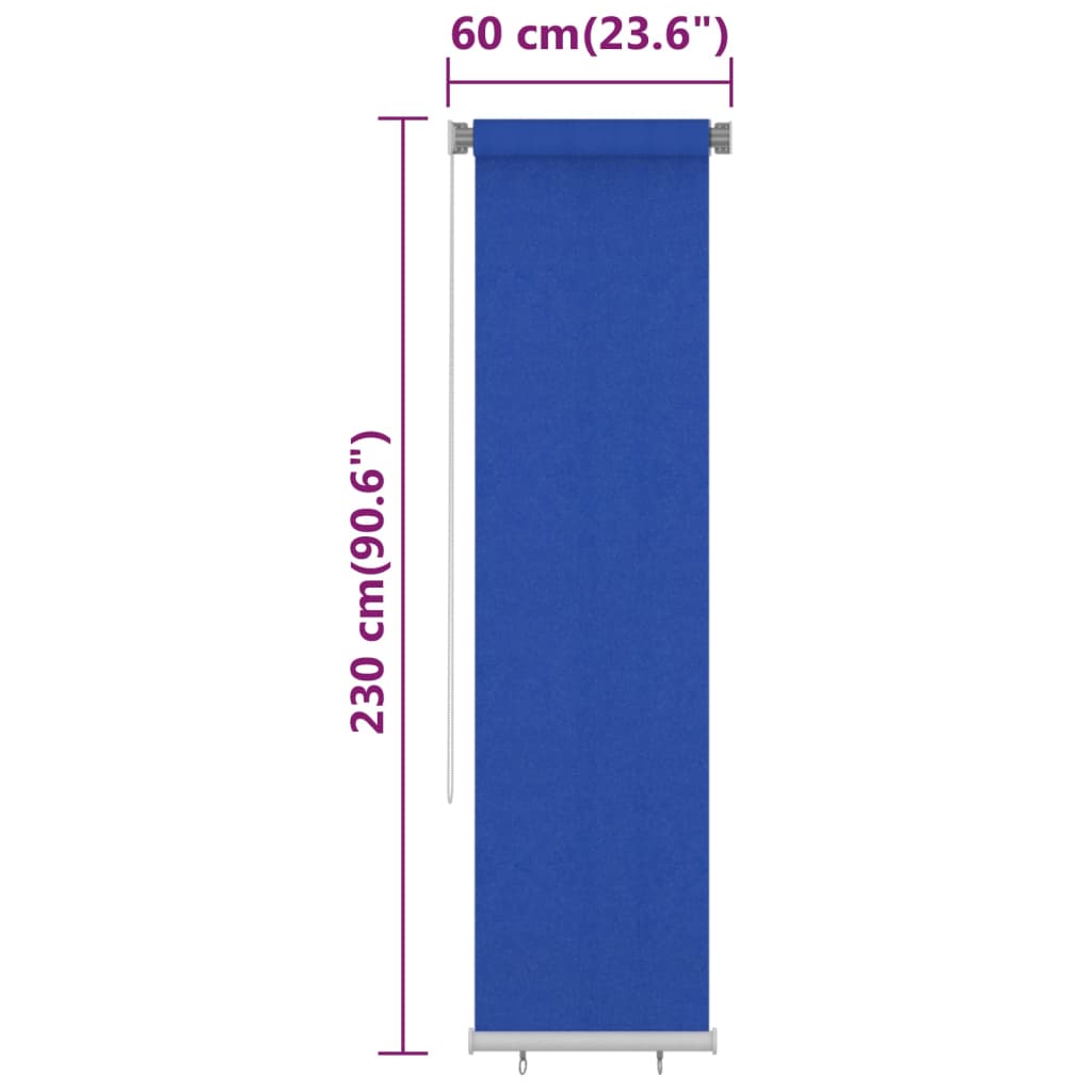 vidaXL Tenda a Rullo per Esterni 60x230 cm Blu HDPE