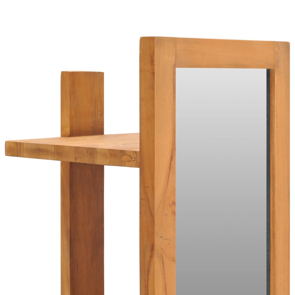 vidaXL Specchio da Parete con Mensole 30x30x120 cm in Massello di Teak