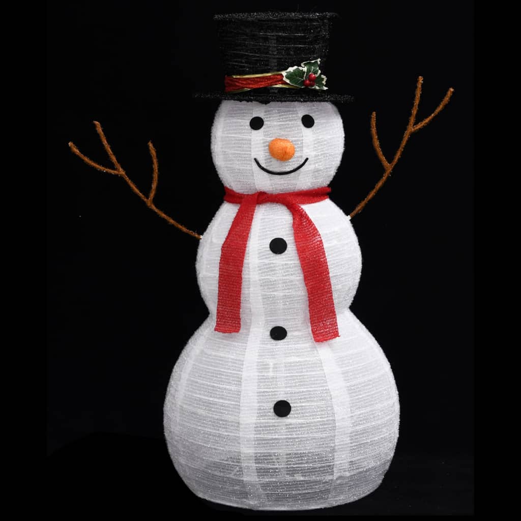 vidaXL Figura Natalizia Pupazzo di Neve a LED Tessuto Pregiato 90 cm