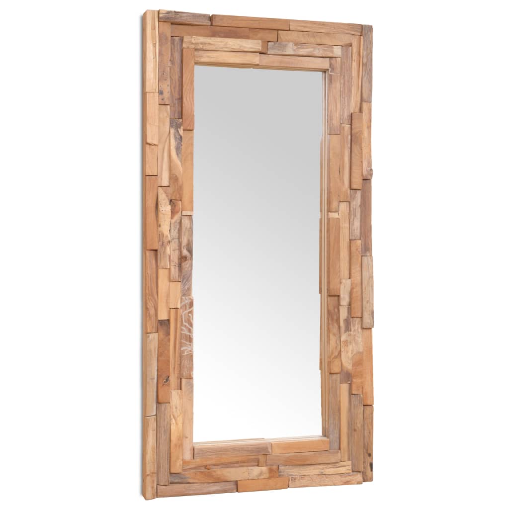 vidaXL Specchio Decorativo in Legno di Teak 120x60 cm Rettangolare