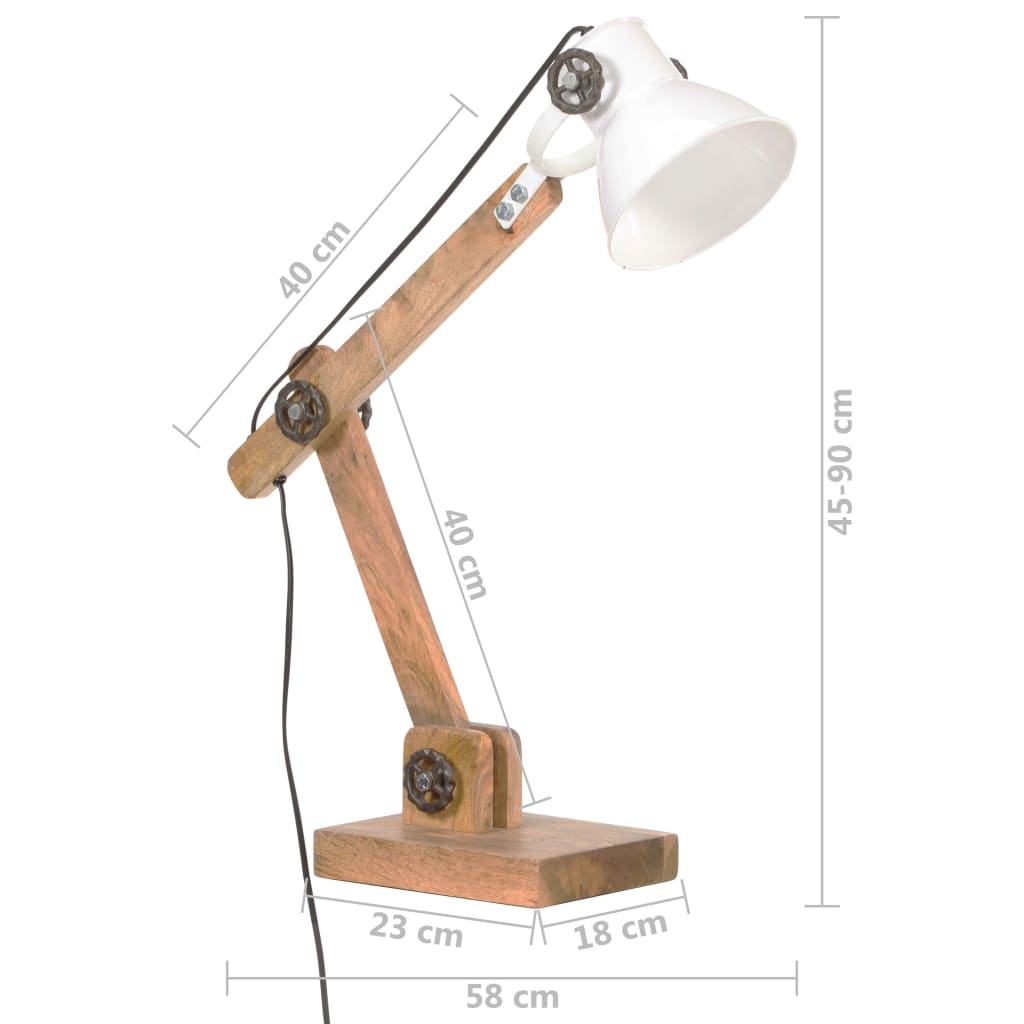 vidaXL Lampada da Scrivania Industriale Bianca Rotonda 58x18x90 cm E27