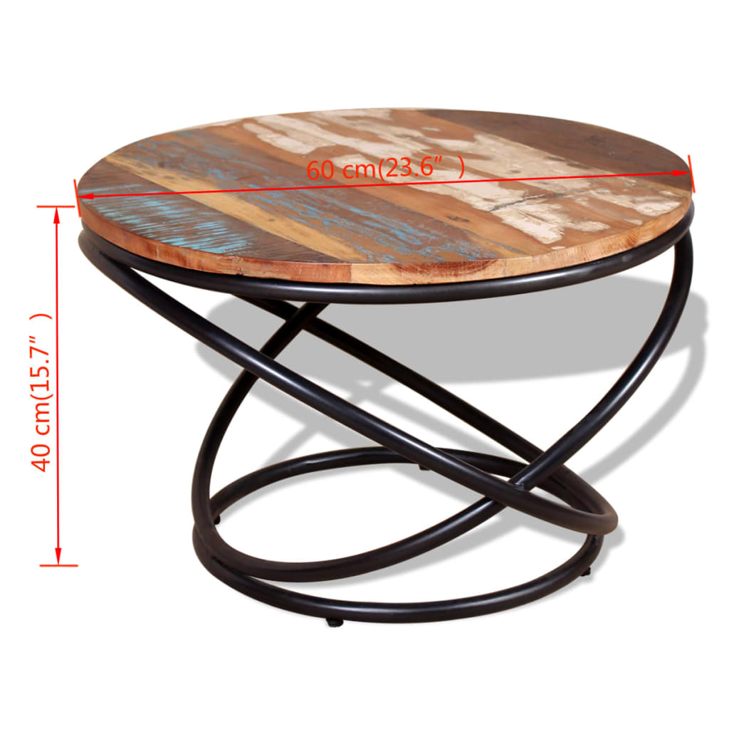 vidaXL Tavolino da Salotto in Legno Massello di Recupero 60x60x40 cm