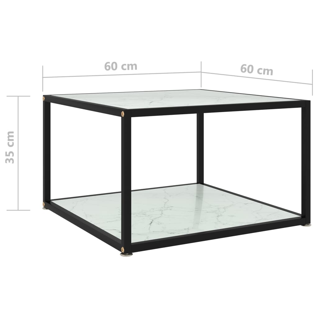 vidaXL Tavolino da Salotto Bianco 60x60x35 cm in Vetro Temperato