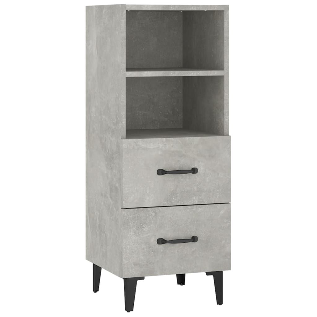 Credenza Classica In Legno Multistrato Color Cemento, Con Anta In Vetro E Ampio Spazio Portaoggetti - 2