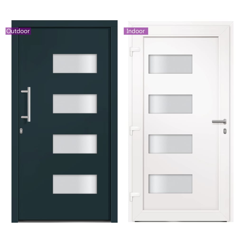 Porta Ingresso Alluminio E PVC Antracite 110x210 Cm – Modello 3056826, Serratura 5 Vie, Peso 74.13 Kg