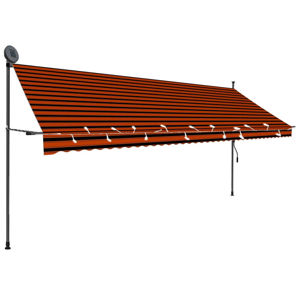 vidaXL Tenda da Sole Retrattile Manuale LED 400 cm Arancione e Marrone
