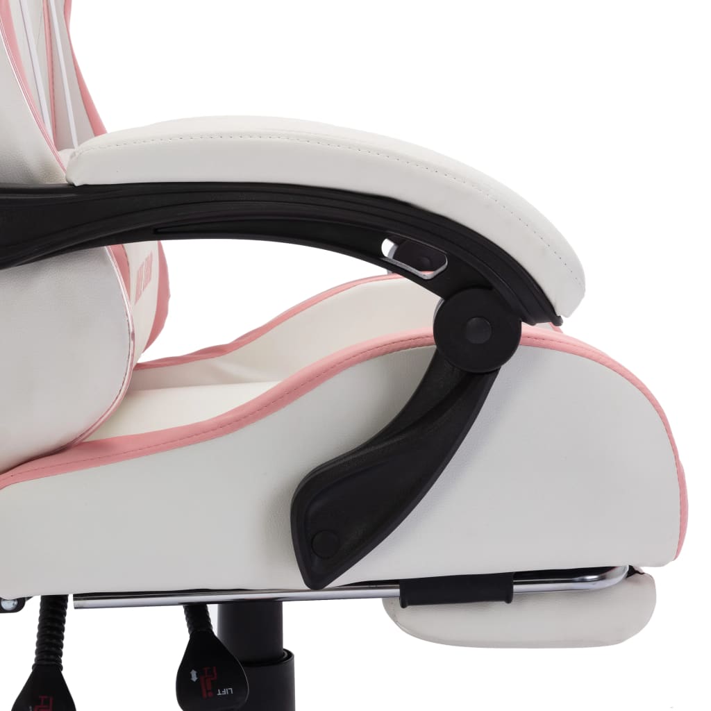 Sedia da gaming con luci LED RGB realizzata in pelle sintetica con finitura di colore rosa