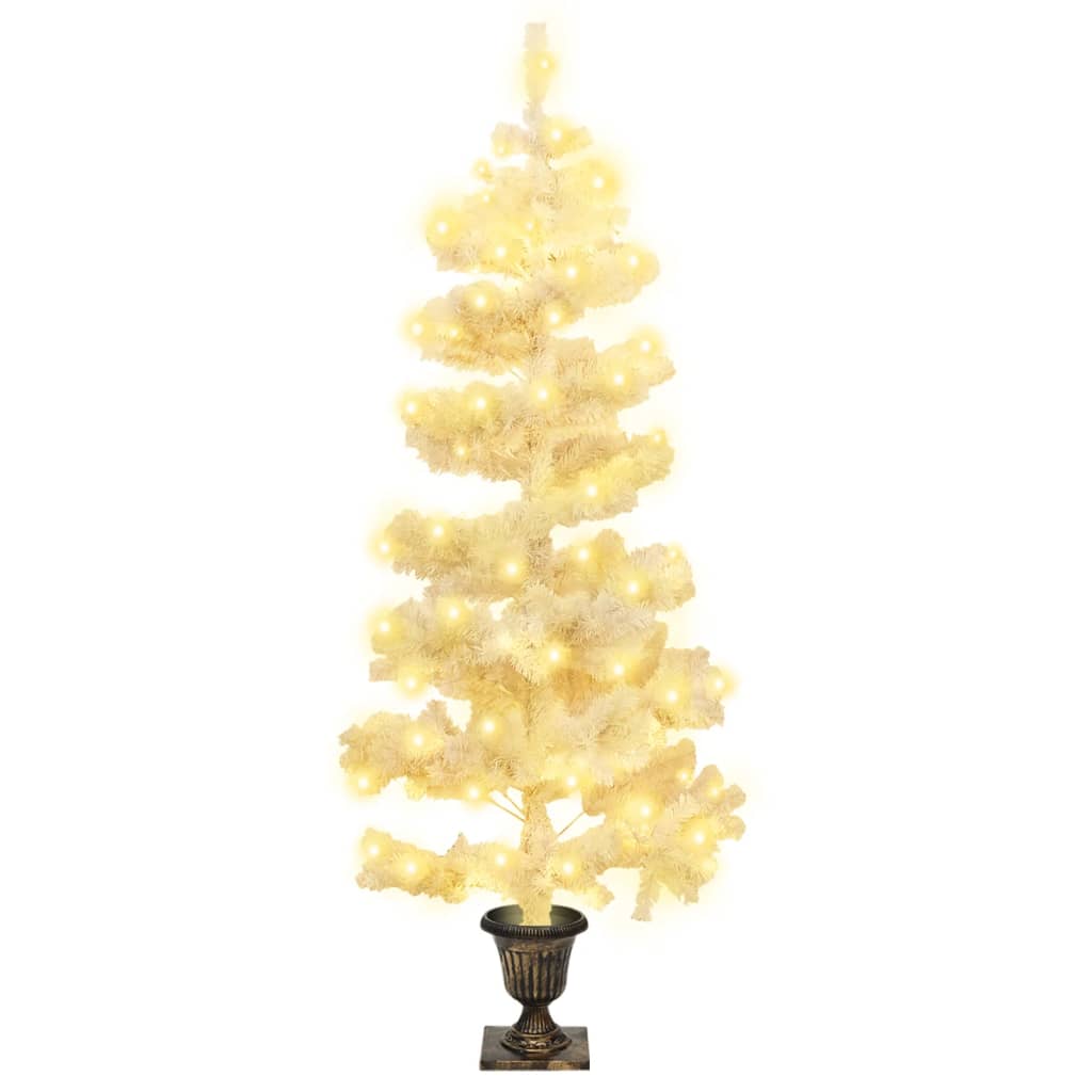 vidaXL Albero di Natale Preilluminato con Vaso Bianco 120 cm in PVC