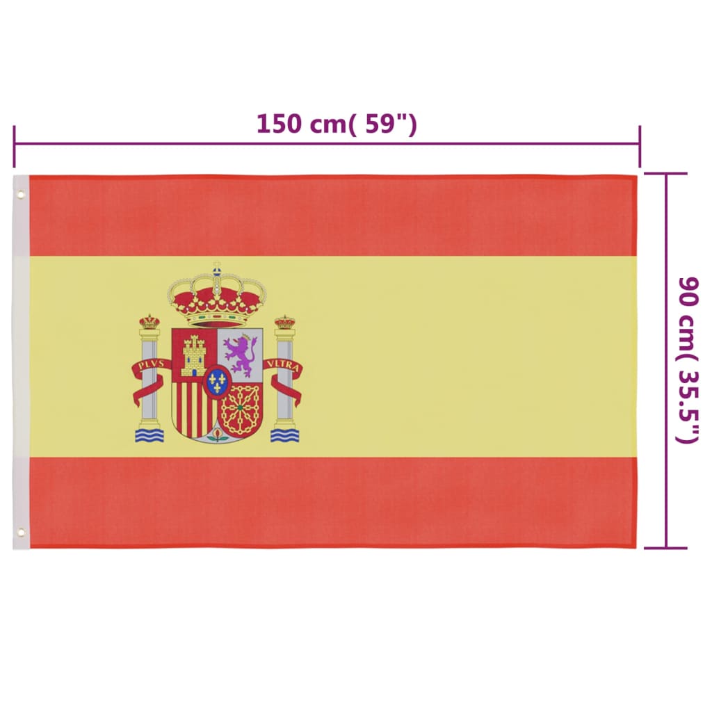 vidaXL Bandiera della Spagna con Pennone in Alluminio 6 m