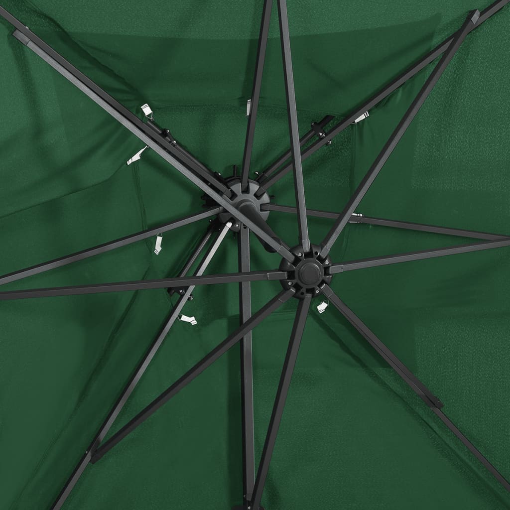 vidaXL Ombrellone a Sbalzo con Doppia Copertura 250x250 cm Verde