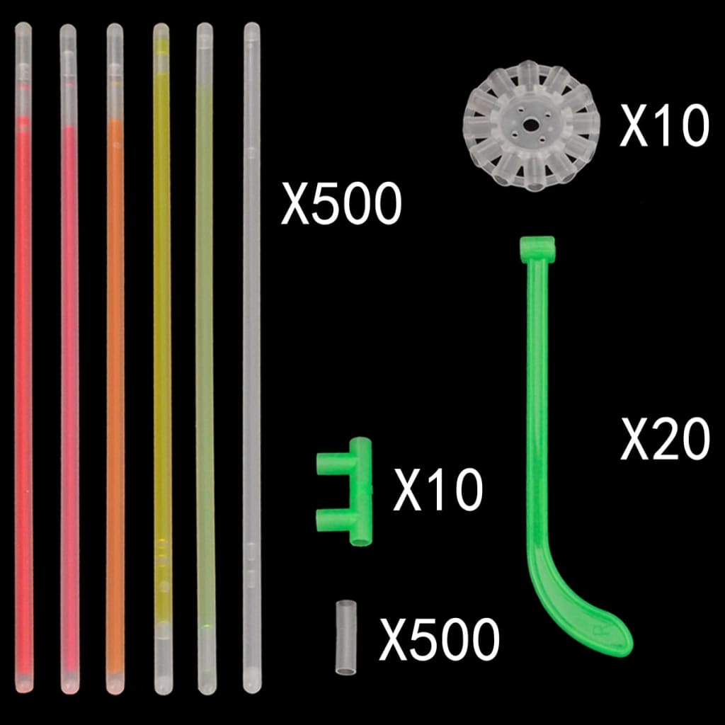 500 pezzi Bastoncini luminosi multicolori con connettori diversi