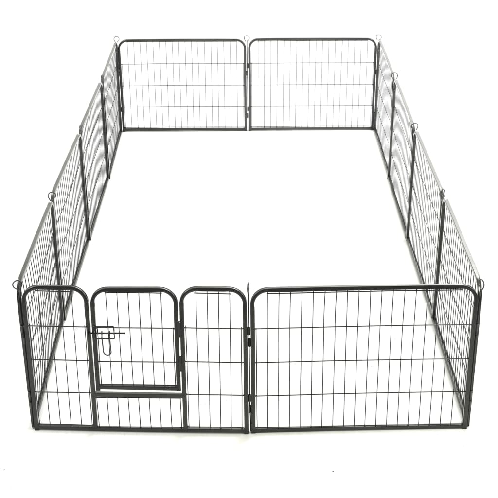 vidaXL Box per Cani con 12 Pannelli in Acciaio 80x60 cm Nero