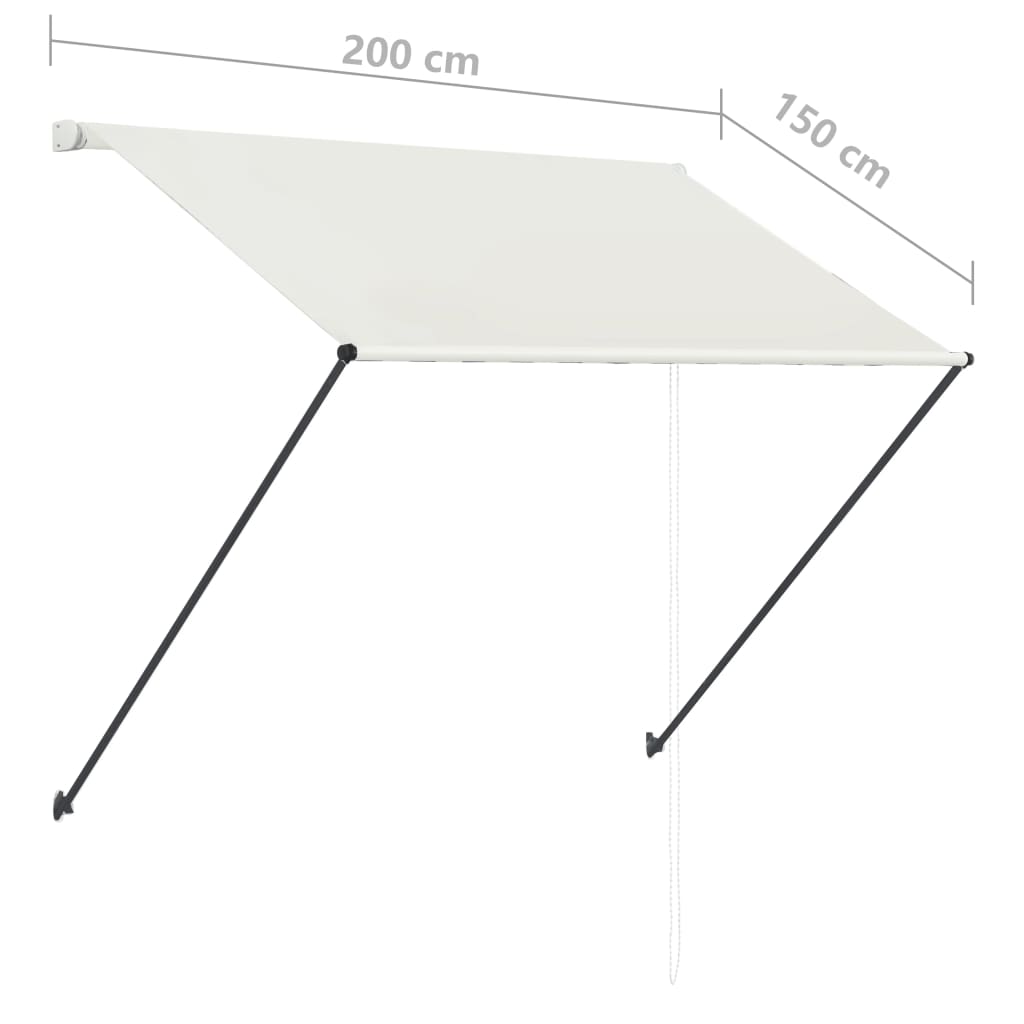 vidaXL Tenda da Sole Retrattile con LED 200x150 cm Crema