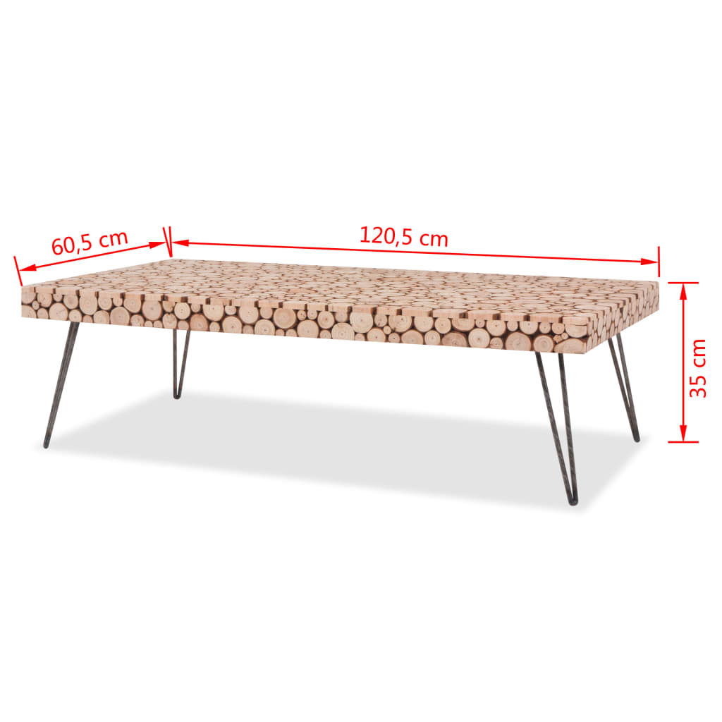 vidaXL Tavolino da Caffè in Legno Massello di Abete 120,5x60,5x35 cm