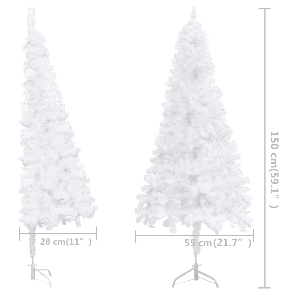 vidaXL Albero di Natale Artificiale ad Angolo Bianco 150 cm PVC