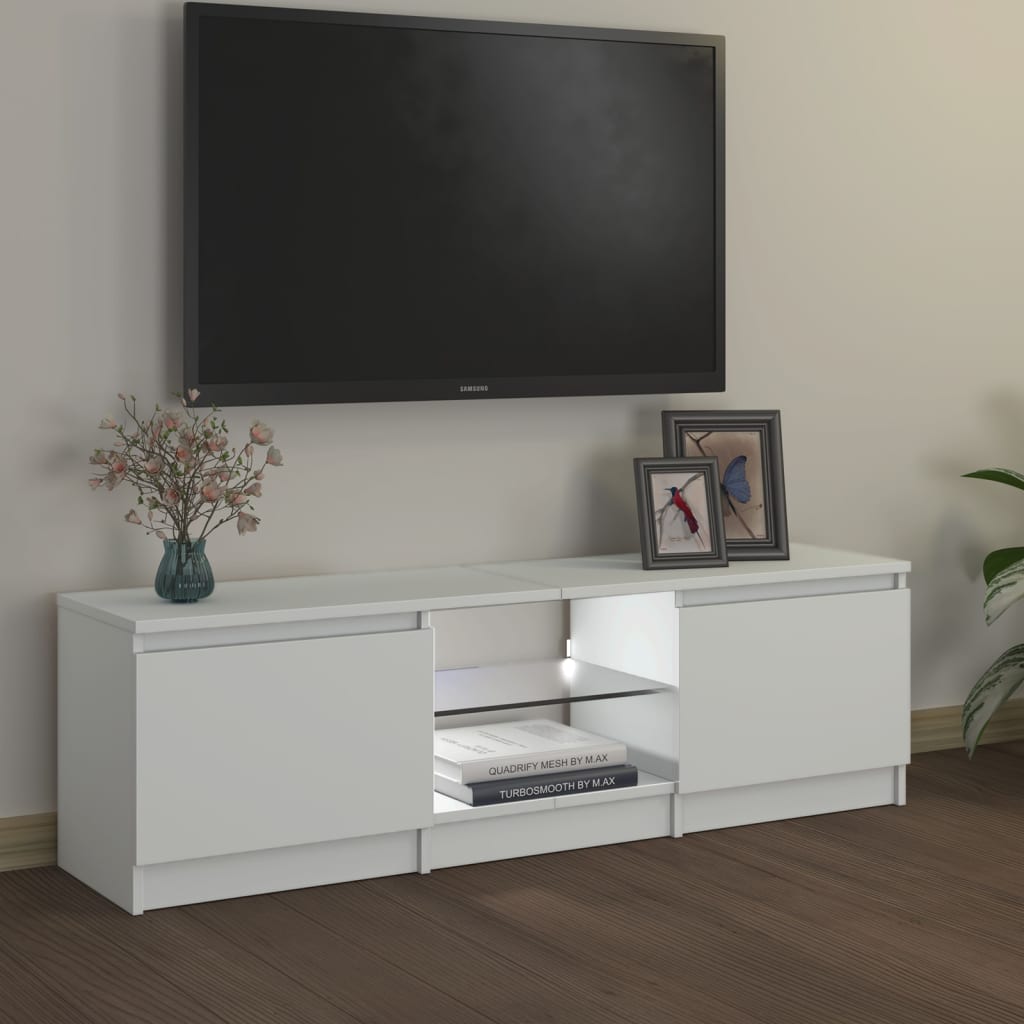 vidaXL Mobile Porta TV con Luci LED Bianco 120x30x35,5 cm