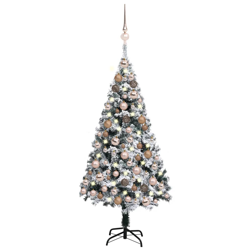 vidaXL Albero di Natale Preilluminato con Palline e LED Verde 120 cm