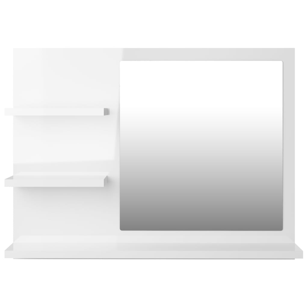 vidaXL Specchio da Bagno Bianco Lucido 60x10,5x45 cm Legno Multistrato