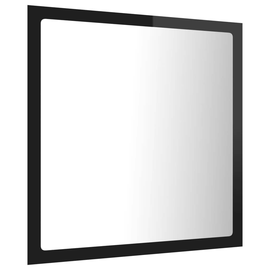 vidaXL Specchio da Bagno LED Nero Lucido 40x8,5x37 cm in Acrilico