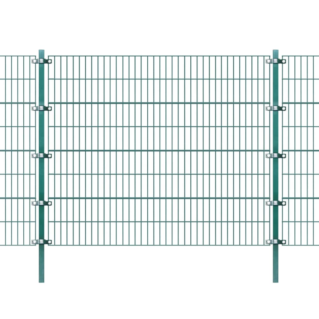 vidaXL Pannello di Recinzione con Pali Ferro Verniciato 6x1,6 m Verde